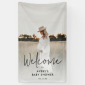 Boho Script Photo Baby shower Welkom Spandoek (Verticaal)