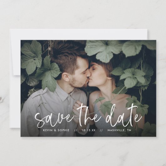 Boho Script Photo Overlay Save the Date (Voorkant)