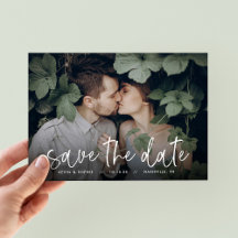 Boho Script Photo Overlay Save the Date