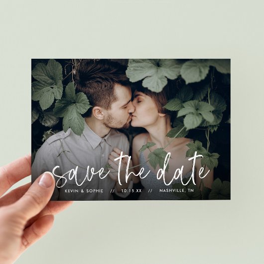 Boho Script Photo Overlay Save the Date