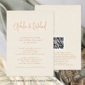 Boho Script QR Code Cream Bruiloft Luxe Echt Folie Uitnodiging