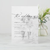Boho Script QR Code Foto Bruiloft Kaart (Staand voorkant)