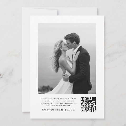Boho Script QR Code Foto Bruiloft Kaart (Achterkant)