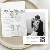 Boho Script QR Code Foto Bruiloft Kaart
