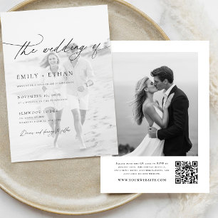 Boho Script QR Code Foto Bruiloft Kaart