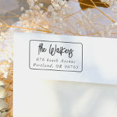 Boho Script Rectangle Frame Return Address Rubberstempel