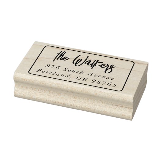 Boho Script Rectangle Frame Return Address Rubberstempel (Stempel)