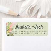 Boho Script Roze Bloemige Trouw Retouradres Etiket (Insitu)