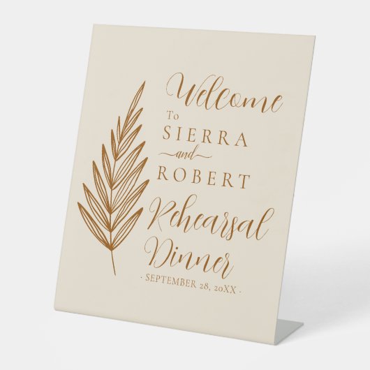 Boho Script Text Rehearsal Dinner Welcome Reclamebord Met Voetstuk (Voorkant)