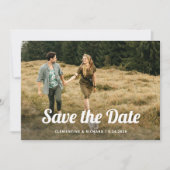Boho Script | Twee foto- en QR-code Save The Date (Voorkant)