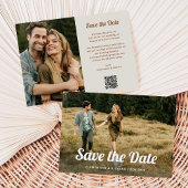 Boho Script | Twee foto- en QR-code Save The Date
