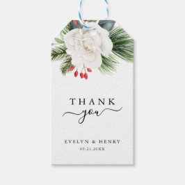 Boho Script Typografie Evergreen Wedding Bedankt Cadeaulabel