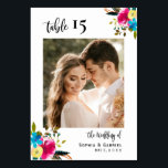 Boho Script Wedding Table Nummers Dubbelzijdig Kaart<br><div class="desc">Elegant Calligrafie Manuscript Boho roze Floral Bouquet Wedding Table Numbers Dubbelzige met aangepaste gepersonaliseerde foto. Help uw gasten gemakkelijk hun manier met deze eenvoudige elegante dubbele lijstaantalkaarten vinden. Gemakkelijk om de foto's, de aantallen, de namen en de datum toe te voegen! Met een kalligrafie "de bruiloft van" script, een roze,...</div>