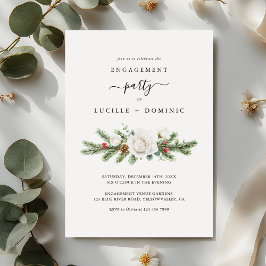 Boho Script Winter Evergreen Verloving Feest Kaart