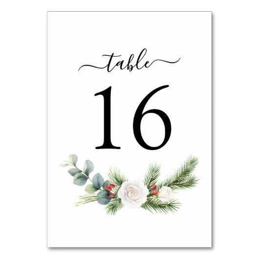 Boho Script Winter Greenery Evergreen Wedding Kaart (Voorkant)