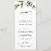 Boho Script Winter Greenery Evergreen Wedding Menu (Voorkant)