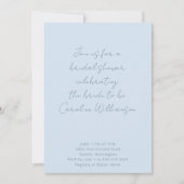 Boho Script Zachte Blauwe Moderne Bruidsuitnodigin Kaart (Voorkant)