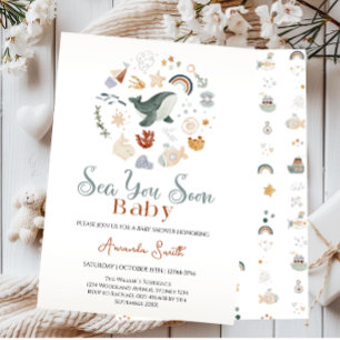 Boho Sea You Soon Nautilus baby shower Kaart