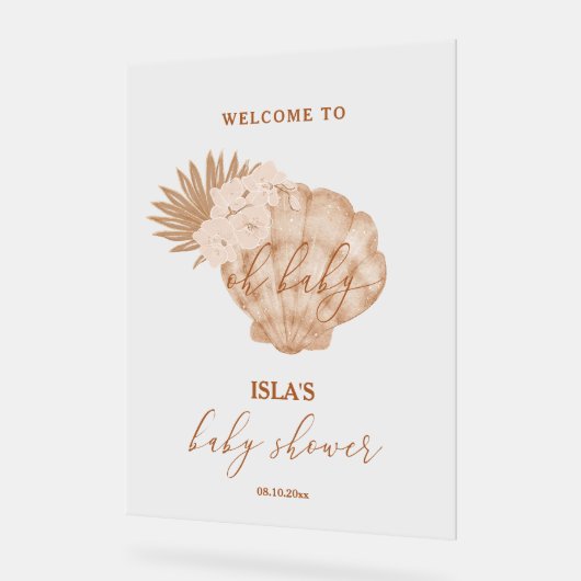 Boho Seashell Baby shower Welkom Acryl Bord (Hoek)