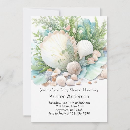 Boho Seashell Whimsical Ocean Baby shower Kaart (Voorkant)