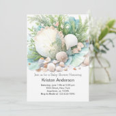 Boho Seashell Whimsical Ocean Baby shower Kaart (Staand voorkant)