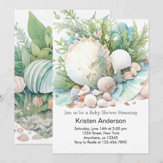 Boho Seashell Whimsical Ocean Baby shower Kaart (Voorkant / Achterkant)