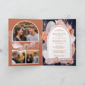 Boho Seashells Nautical Navy Blue QR Code Wedding (Binnen)