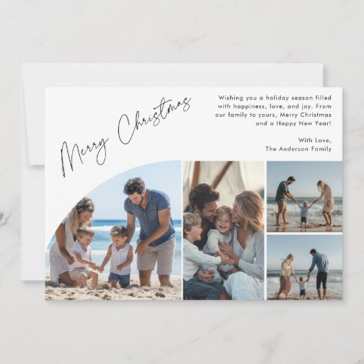 Boho Semi Arch 4 Foto Familie Nautische Kerstmis Feestdagenkaart (Voorkant)