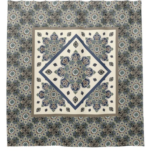 Boho Sepia Medallions Douchegordijn (Voorkant)