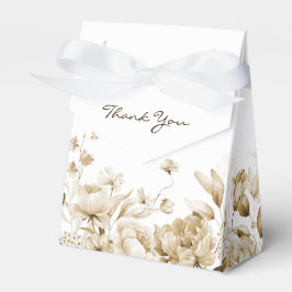 Boho Sepia Waterverf Bloemen Tent Favor Box Bedankdoosjes