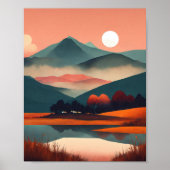 "Boho Serenity: Minimalistische bergvlucht" Poster (Voorkant)