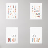 Boho set van 4 ABC, nummers, laten lezen en spelen (Voorkant)