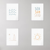 Boho set van 4 boho zee zon zand print (Voorkant)