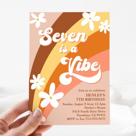 Boho Seven is een Vibe Retro Daisies Rainbow Kaart