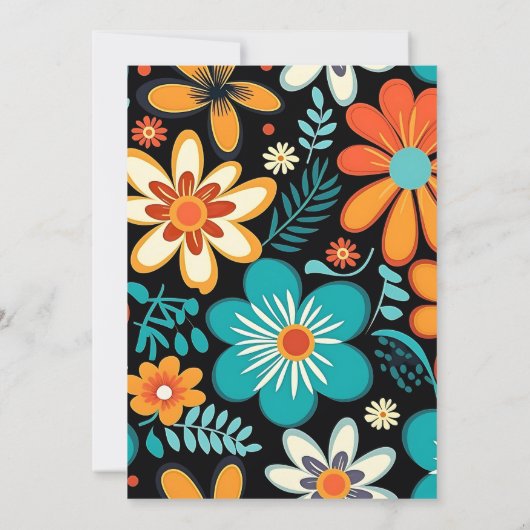 Boho Seventies Retro Bloemenbruiloft Save The Date (Achterkant)