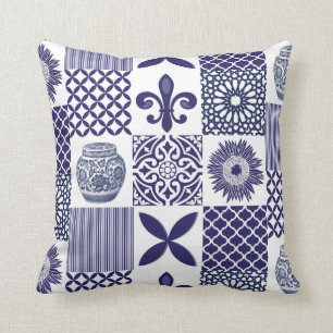 Boho Shabby Chic Zonnebloemen en Marokkaanse Tegel Kussen