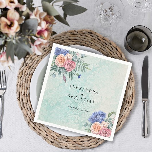 Boho Shabby Chique Bloemen Groene Rustieke Bruilof Servet