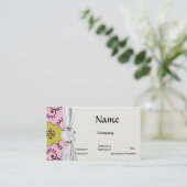 Boho Shabby Chique Damask Groen Roze Bloem Visitekaartje (Staand voorkant)