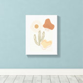 Boho Shapes Abstract Beige Terracotta Sun Cactus Canvas Afdruk (Insitu (Houten vloer))