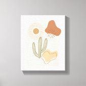Boho Shapes Abstract Beige Terracotta Sun Cactus Canvas Afdruk (Voorkant)