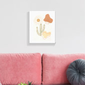 Boho Shapes Abstract Beige Terracotta Sun Cactus Canvas Afdruk (Insitu (Woonkamer))