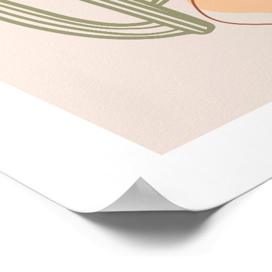 Boho Shapes Abstract Beige Terracotta Sun Cactus Poster (Hoek)