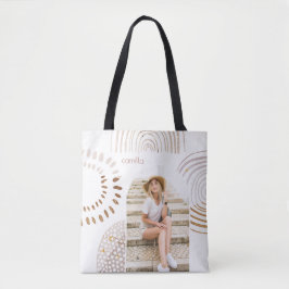 Boho Shapes en Name with Photo Arch Tote Bag