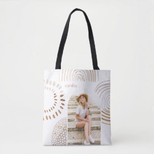 Boho Shapes en Name with Photo Arch Tote Bag