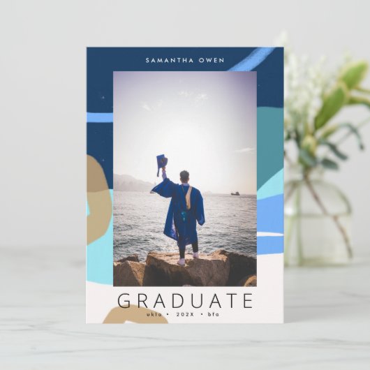 Boho Shapes Modern Photo School Afstudeerder Aankondiging (Staand voorkant)