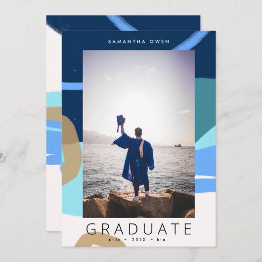 Boho Shapes Modern Photo School Afstudeerder Aankondiging (Voorkant / Achterkant)