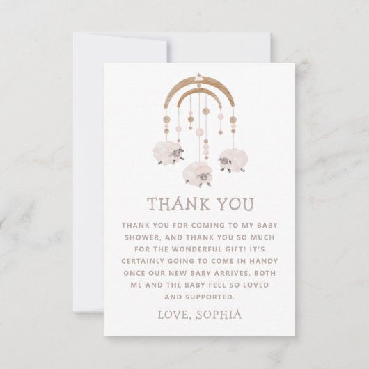 Boho Sheep Mobile | Kaart met neutraal Baby shower (Voorkant)