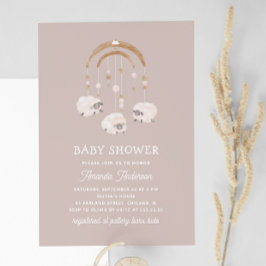Boho Sheep Mobile | Light Mauve Soft Baby shower Kaart