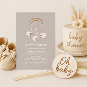 Boho Sheep Mobile | Warm grijs neutraal Baby showe Kaart