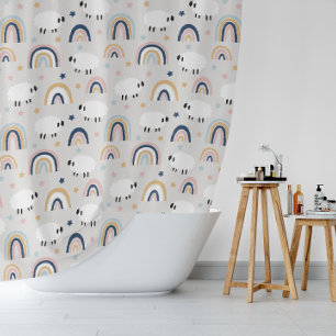 Boho Sheep Rainbow Print Douchegordijn